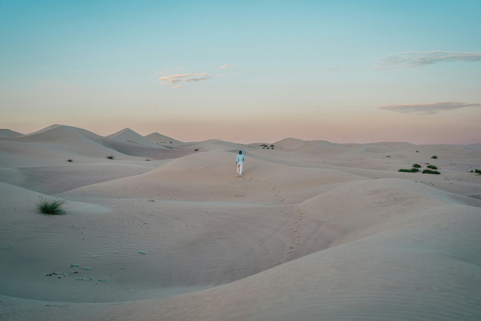 a person standing in the middle of a desert